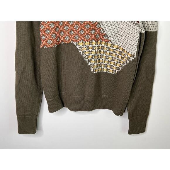 & Other Stories Patchwork Wool Knit Jumper Mixed Print Roundneck Sweater Small - Picture 4 of 8